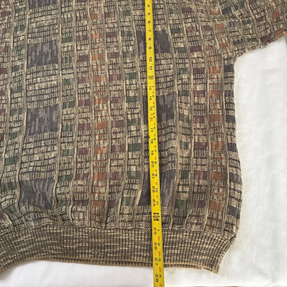 Cotton Traders Sweater Mens Large Brown Textured Geometric Knit Coogi Style - Picture 6 of 7